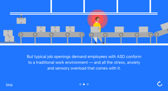 WeMake empathy-game onboarding screen continuing the experiential framing of the gameplay.
