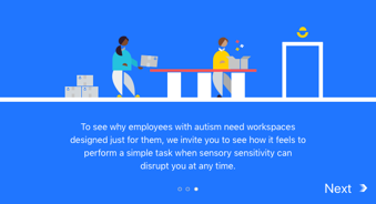 WeMake empathy-game onboarding screen completing the experiential framing of the gameplay.
