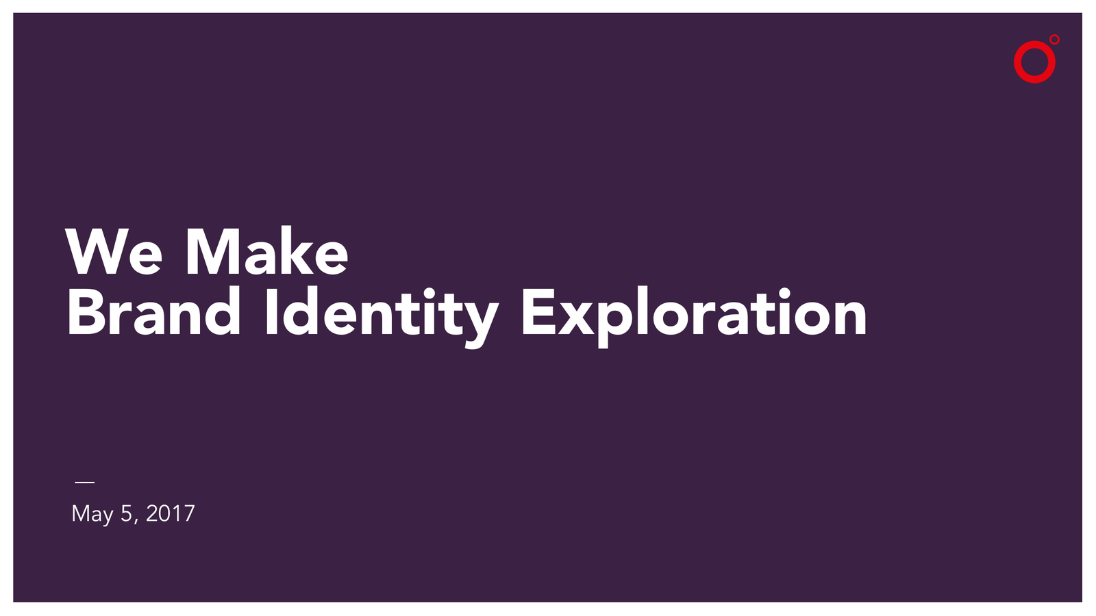Cover of the WeMake brand identity deliverable, May 2017.